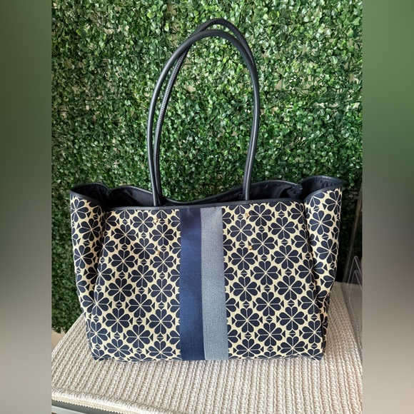 Kate Spade Navy and Cream Spade Floral Large Tote Bag - Picture 2 of 7